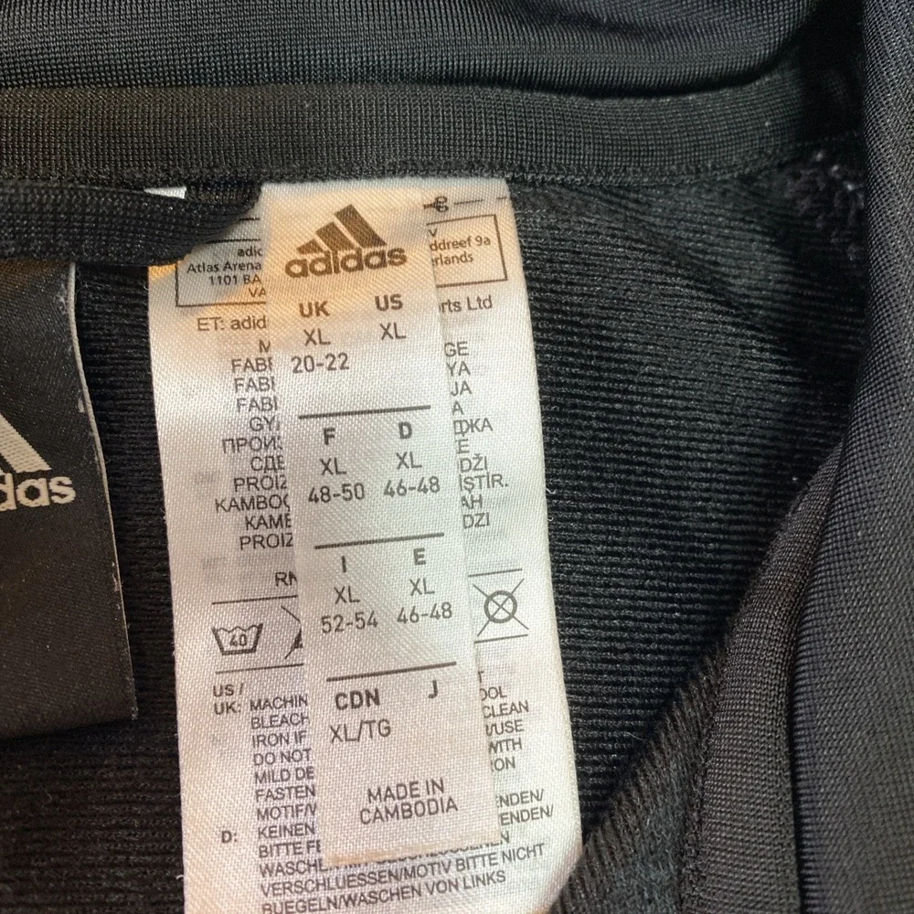 adidas Track Jacket Mens XL Black BK4658 3-Stripe Full Zip Mock Neck Sportswear